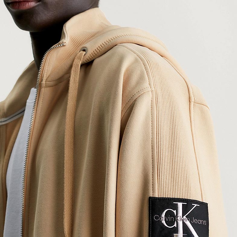Badge Zip hoodie - Sand