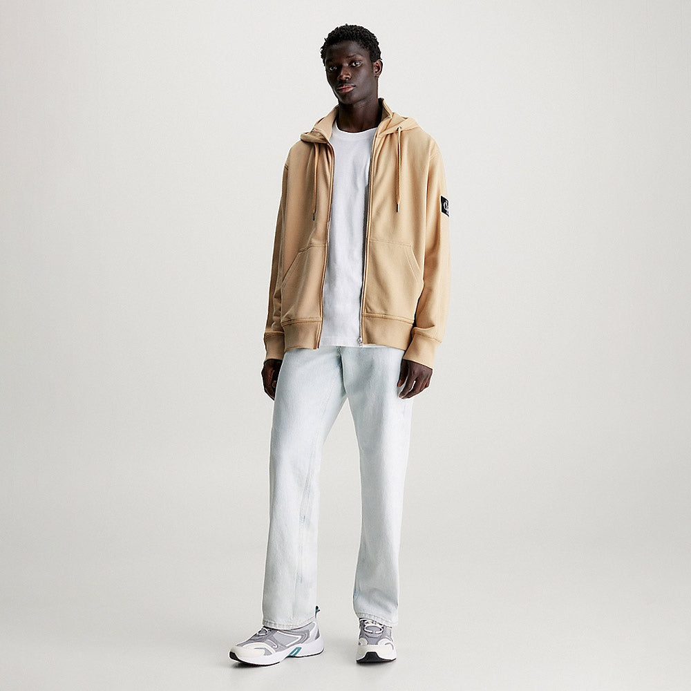 Badge Zip hoodie - Sand