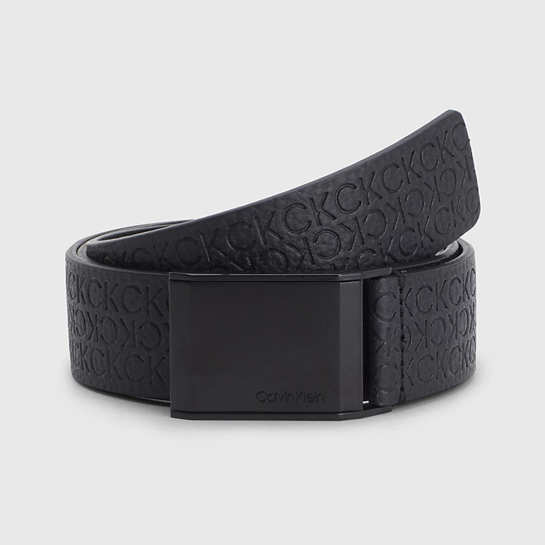 Beveled Plaque Tonal Mono Belt 35mm - Black