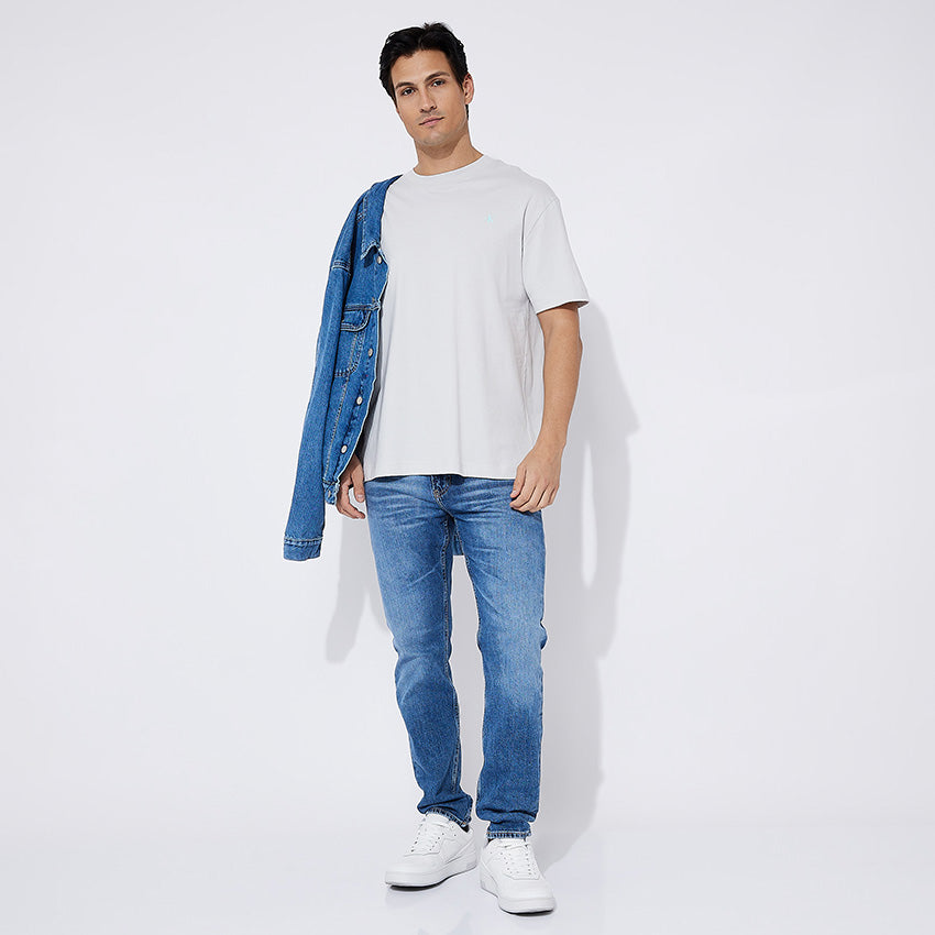 Blown Up Diffused Stacked T-Shirt - Light Grey