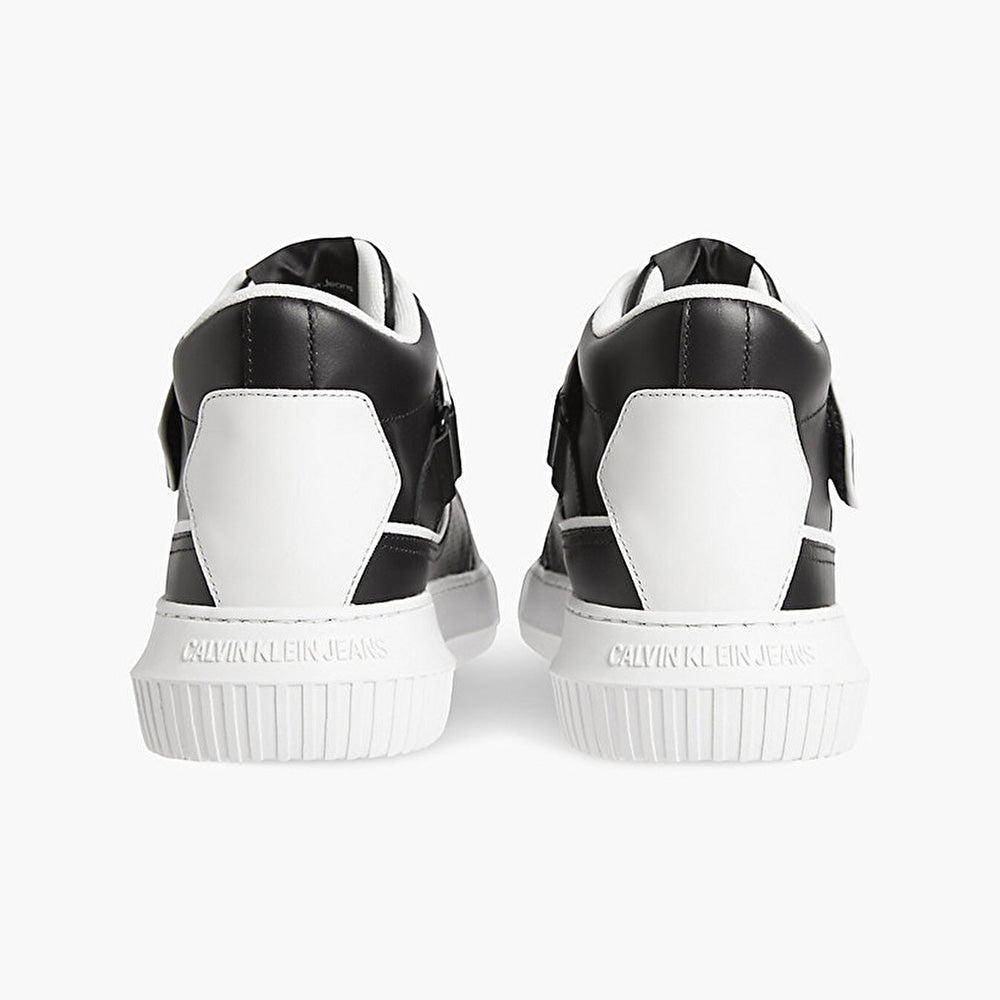 Chunky Cupsole Lace-Up Mid Sneakers - Black White