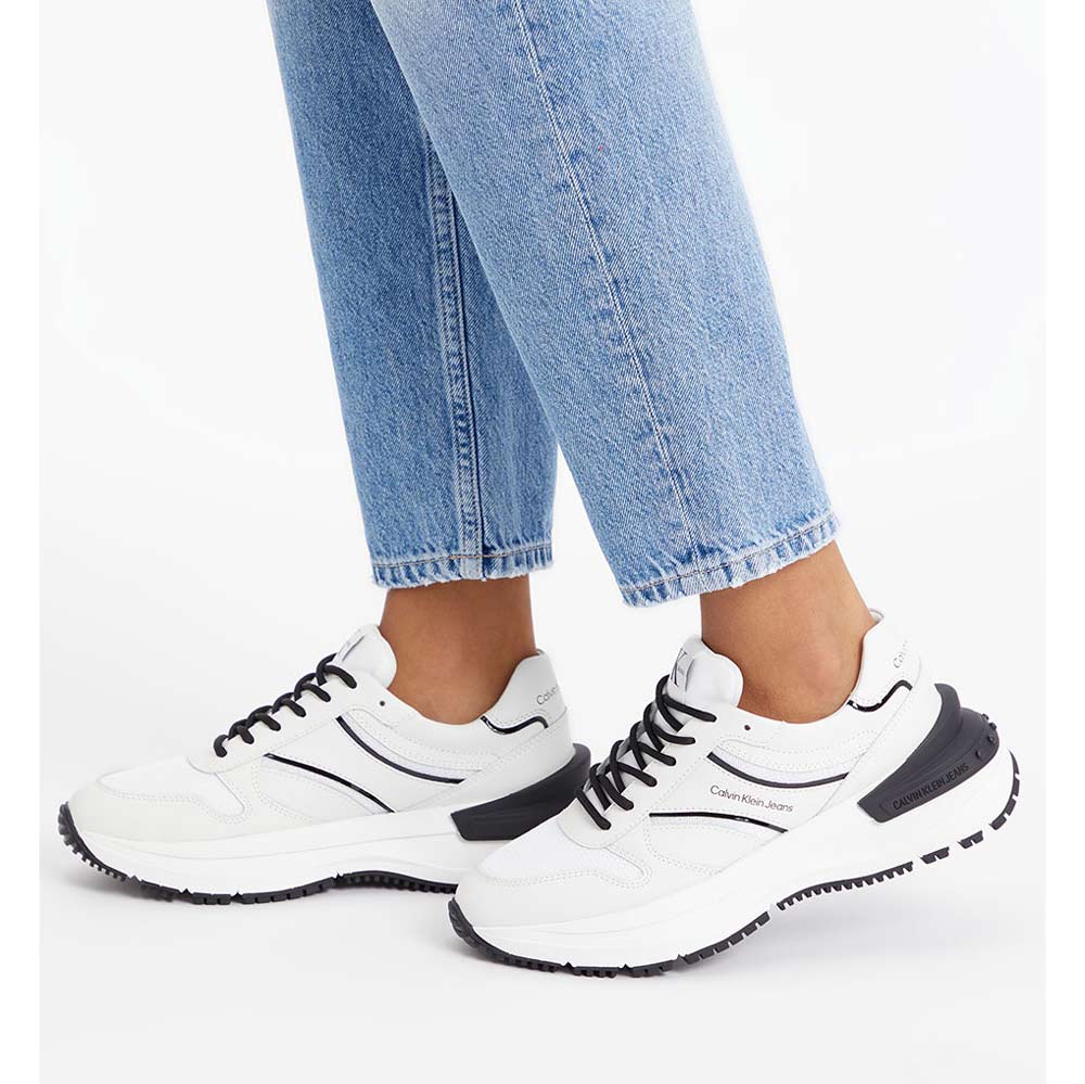 Chunky Lace-Up Ribbon Sneaker - White Multi