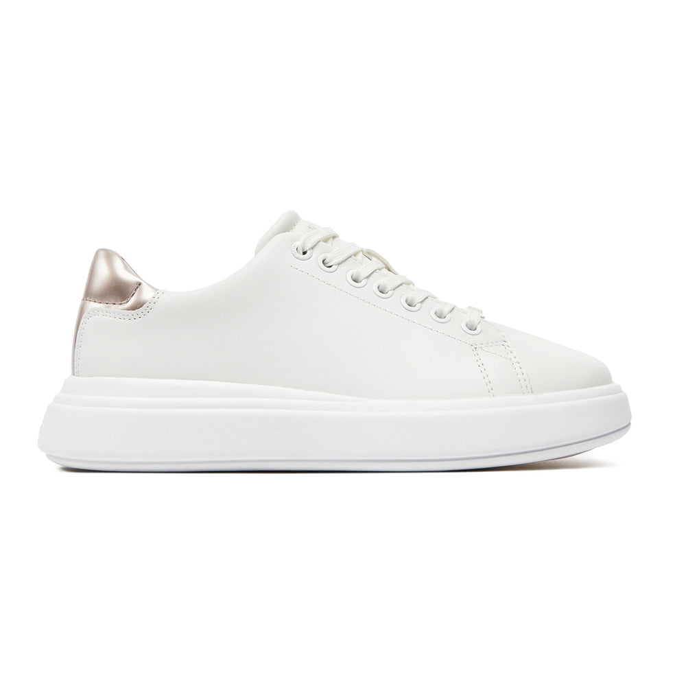 Calvin Klein Cupsole Lace Up Leather Sneaker- White