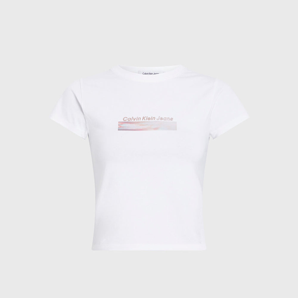Diffused Box Fitted T-Shirt - White