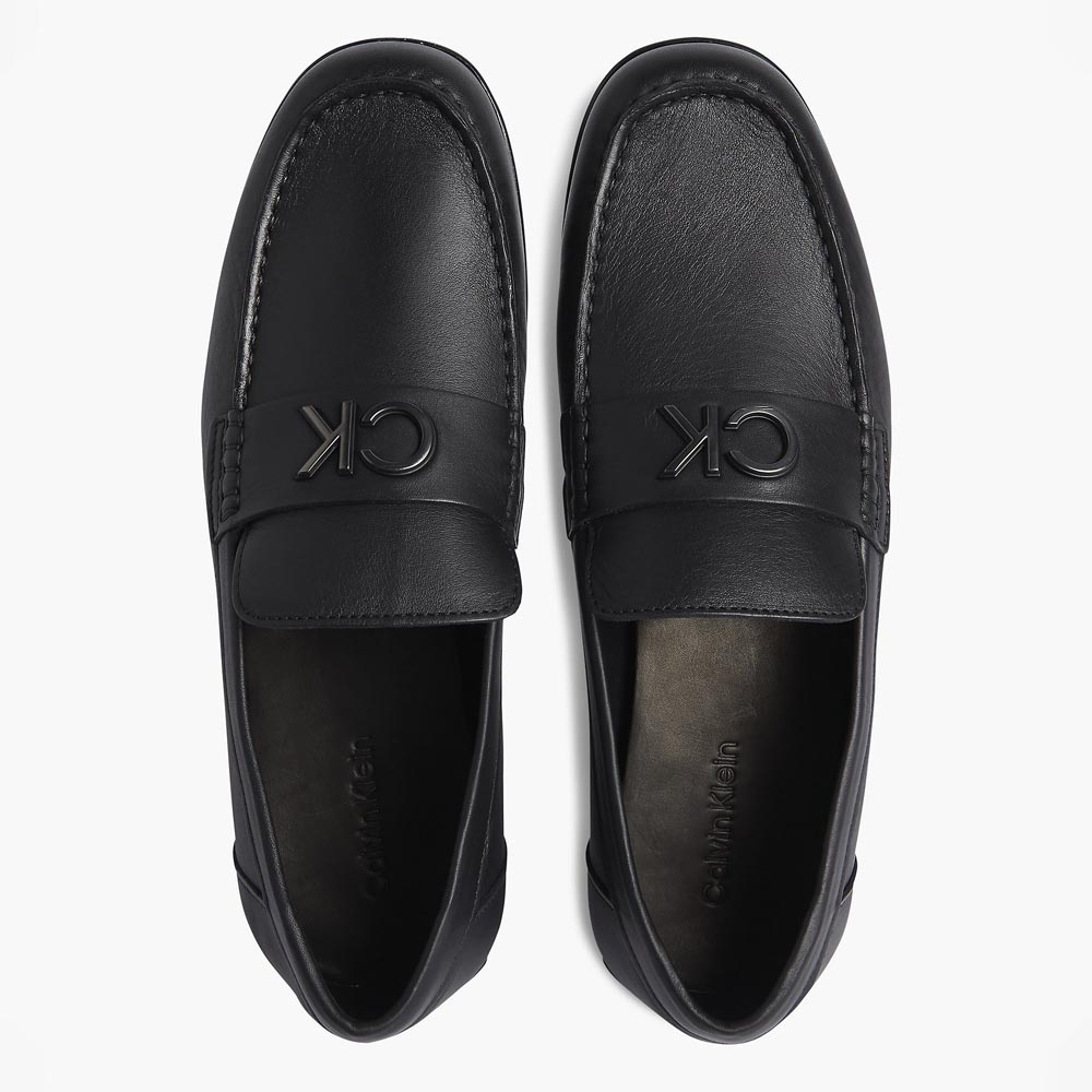 Bold Logo Leather Driving Shoe - Black