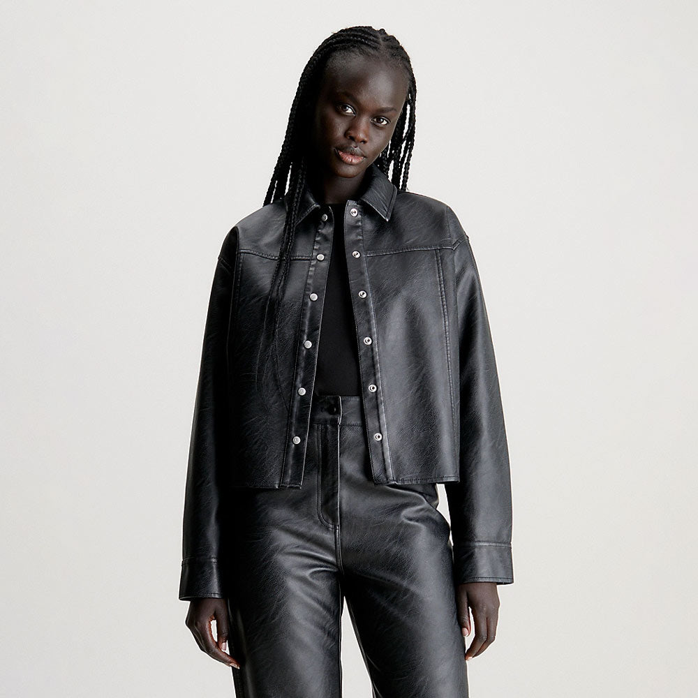 Faux Leather Shirt - Black