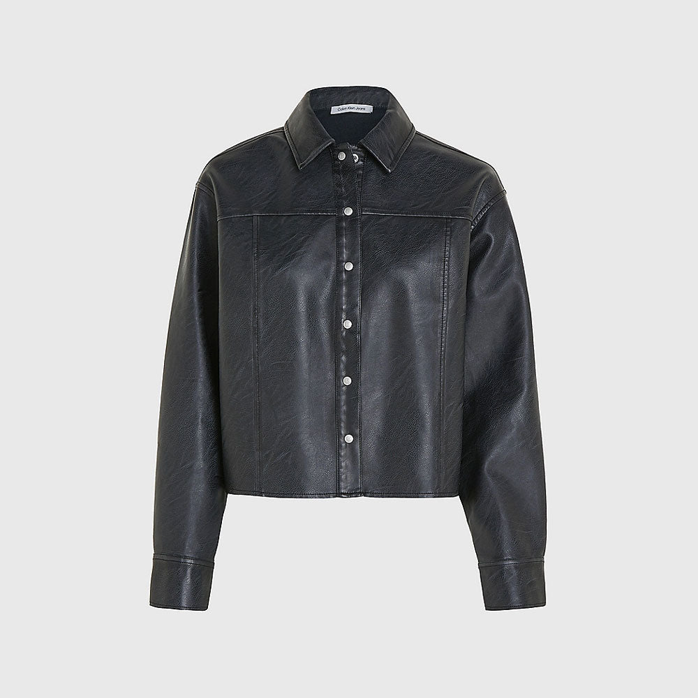 Faux Leather Shirt - Black