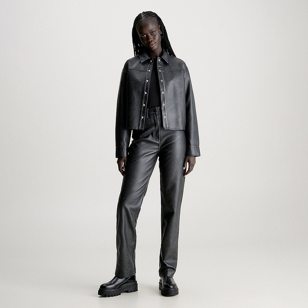 Faux Leather Shirt - Black