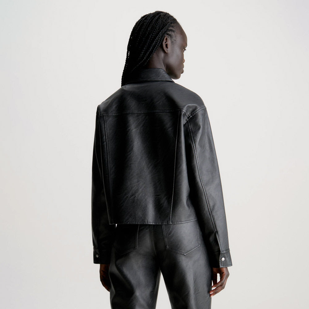 Faux Leather Shirt - Black