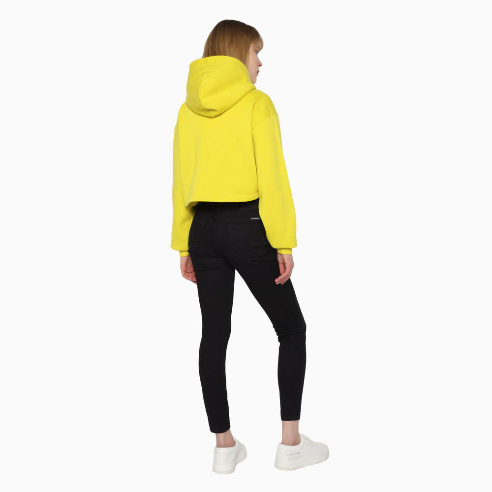 Florals Monologo Cropped Hoodie - Yellow