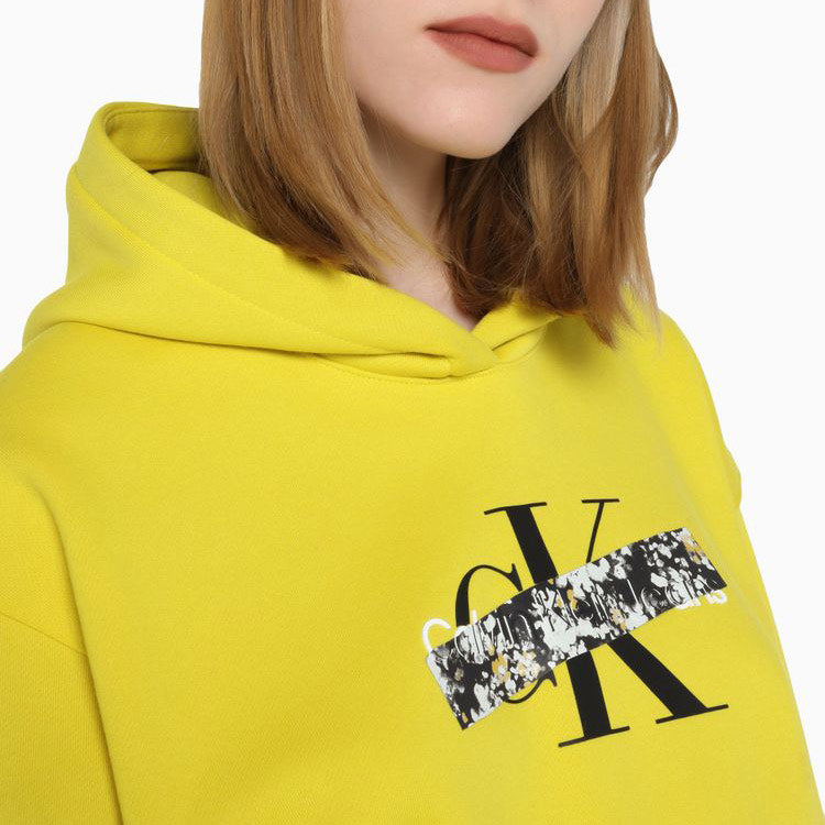 Florals Monologo Cropped Hoodie - Yellow