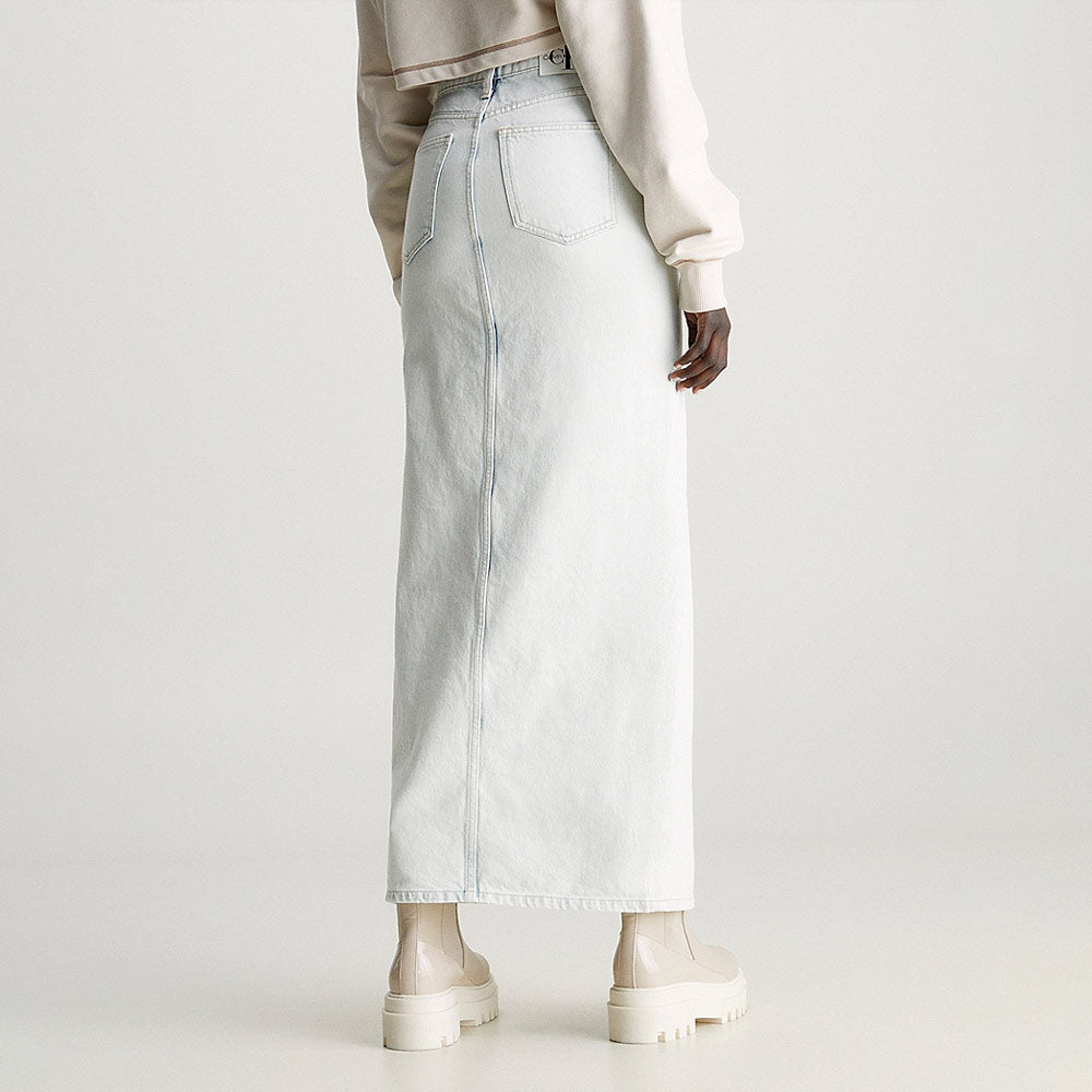 Slit Maxi Denim Skirt - Denim Light