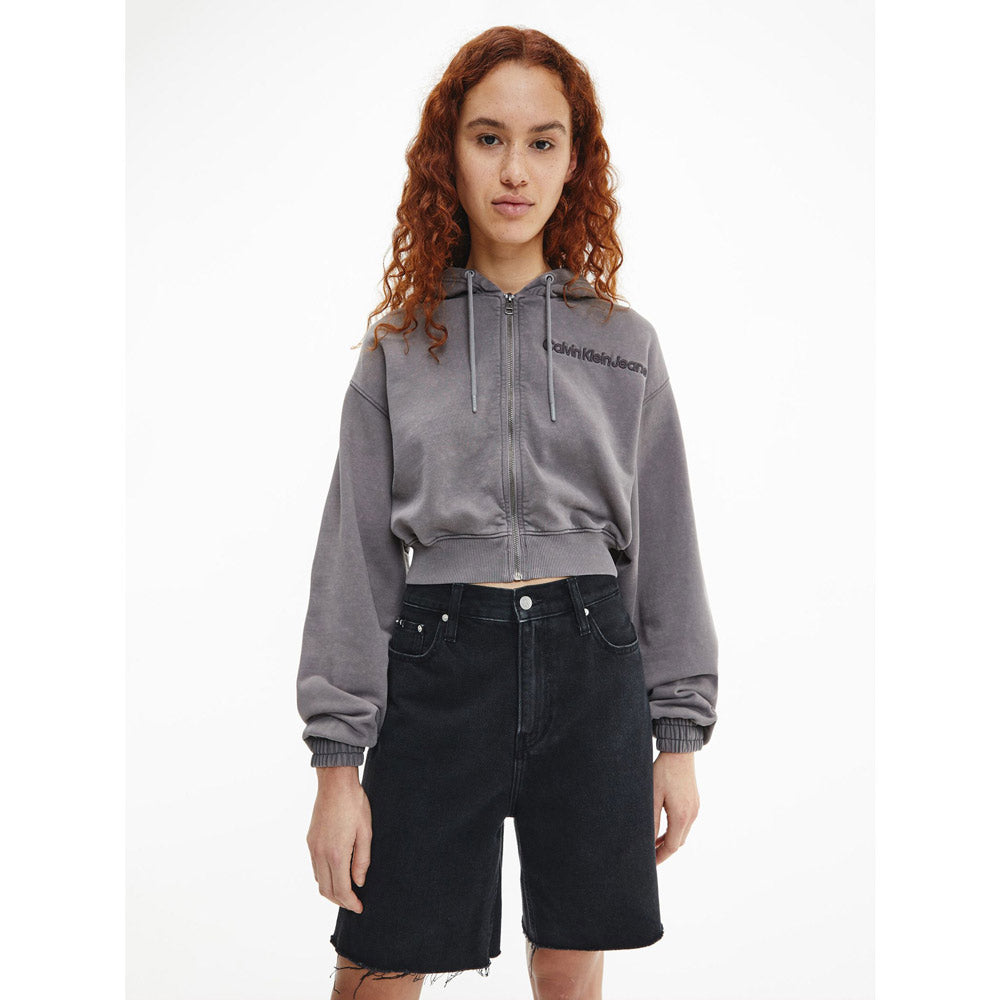 Garment Dyed Hoodie Zip-Through- Grey
