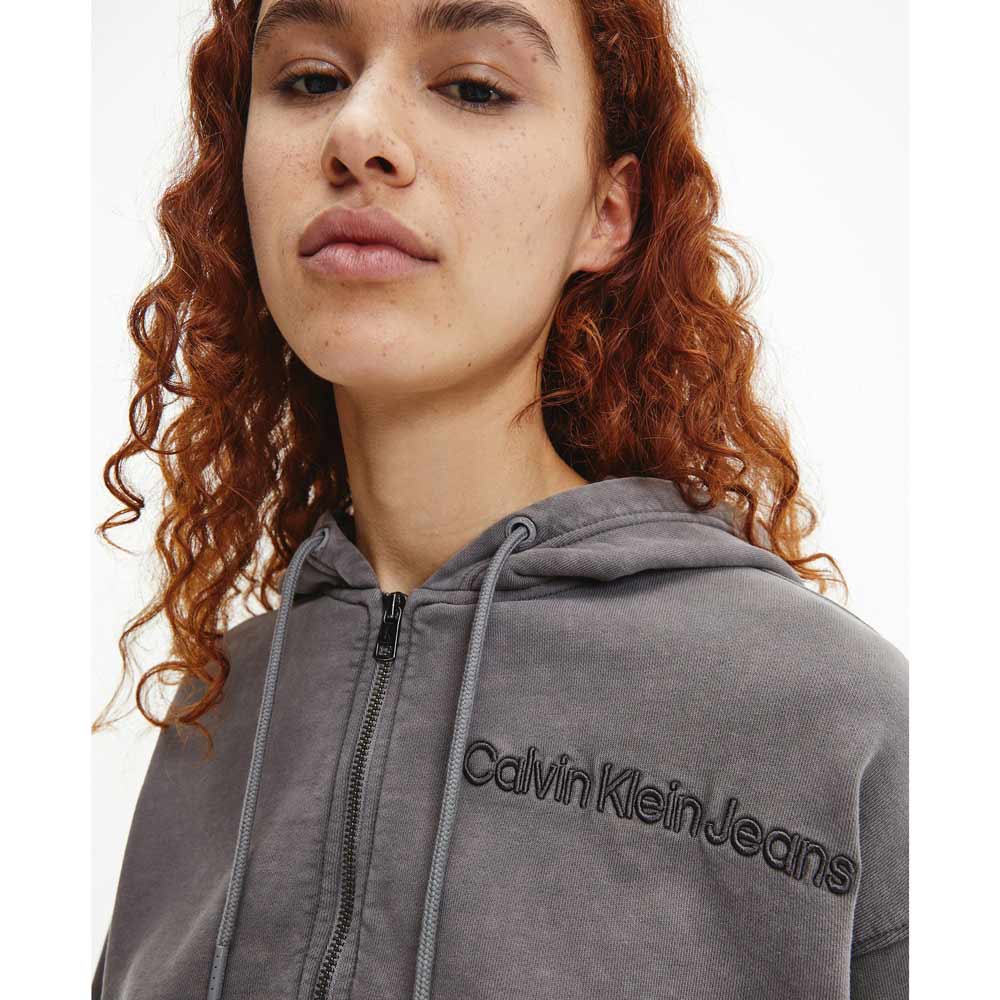 Garment Dyed Hoodie Zip-Through- Grey
