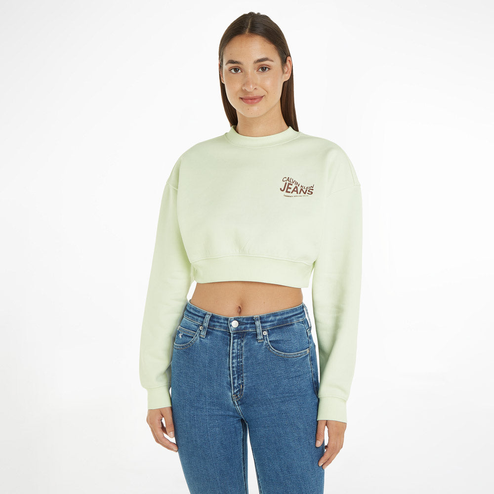 Calvin Klein Motion Logo Crew Neck - Light Green