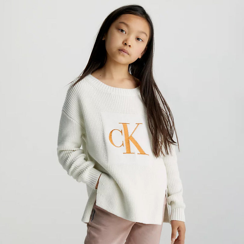 Kids Bronze Slit Sweater - Ivory