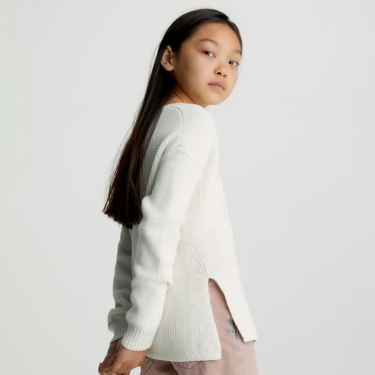 Kids Bronze Slit Sweater - Ivory