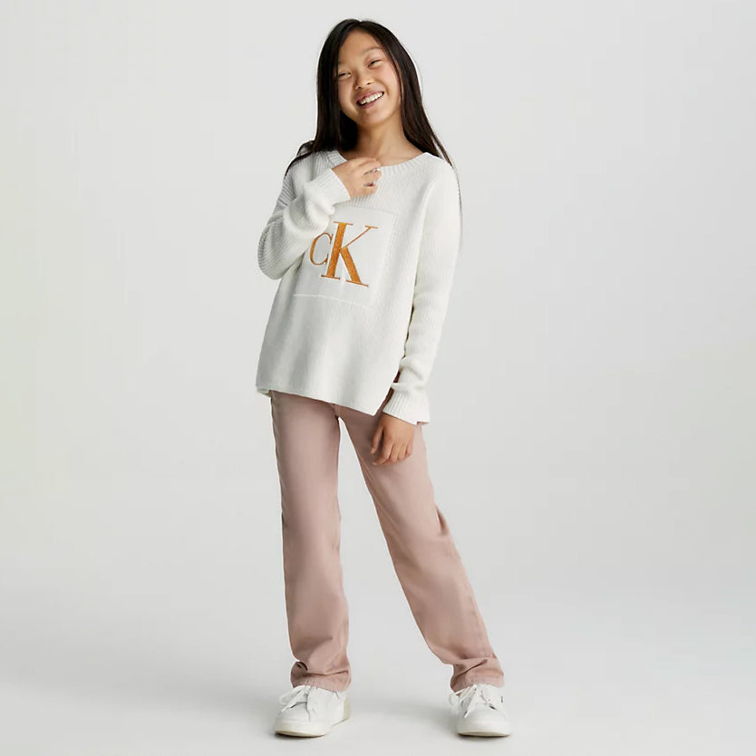 Kids Bronze Slit Sweater - Ivory