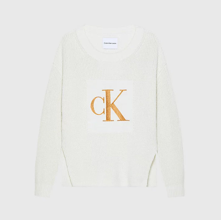 Kids Bronze Slit Sweater - Ivory