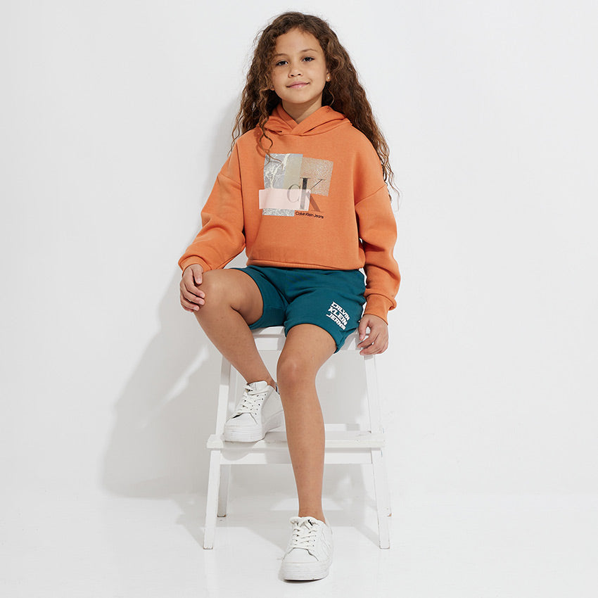 Kids Monogram Hoodie - Burnt Orange