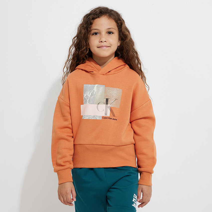 Kids Monogram Hoodie - Burnt Orange