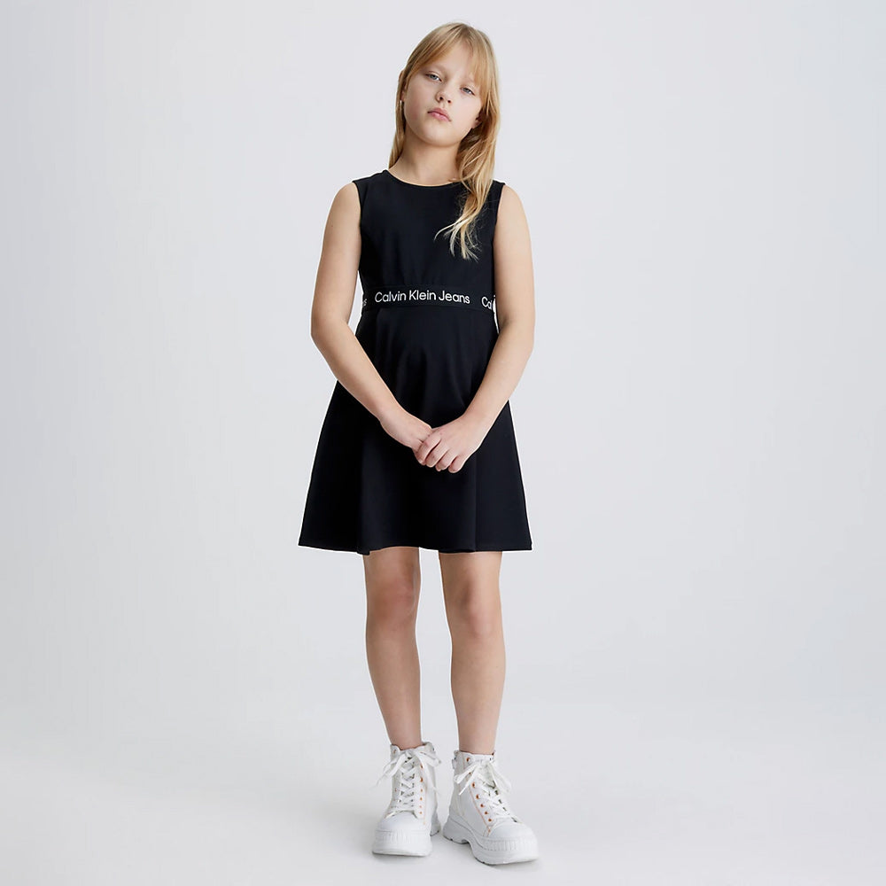 Kids Logo Tape Punto Sleeveless Dress - Black