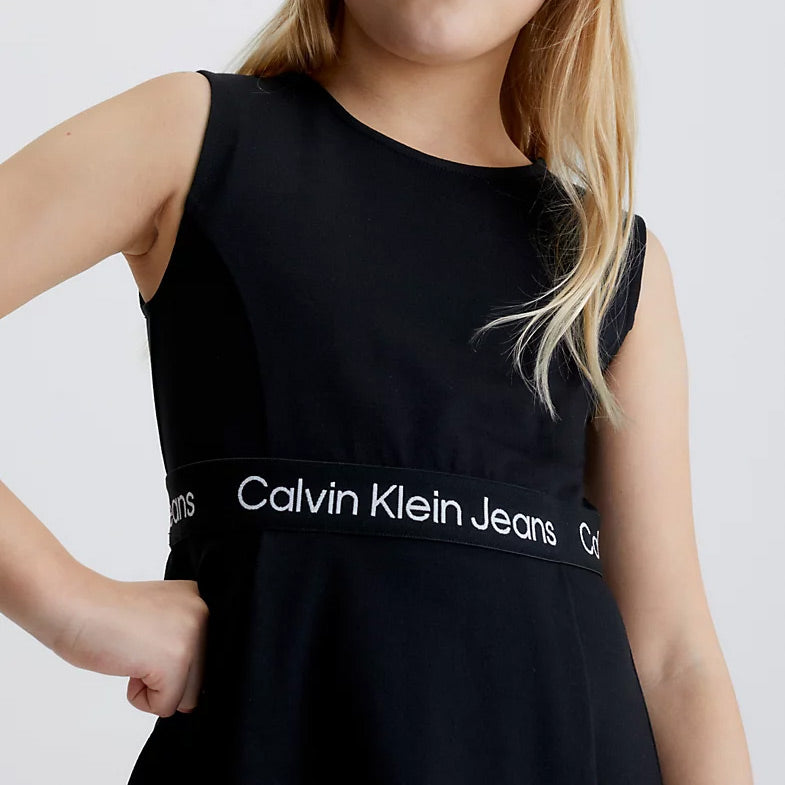 Kids Logo Tape Punto Sleeveless Dress - Black