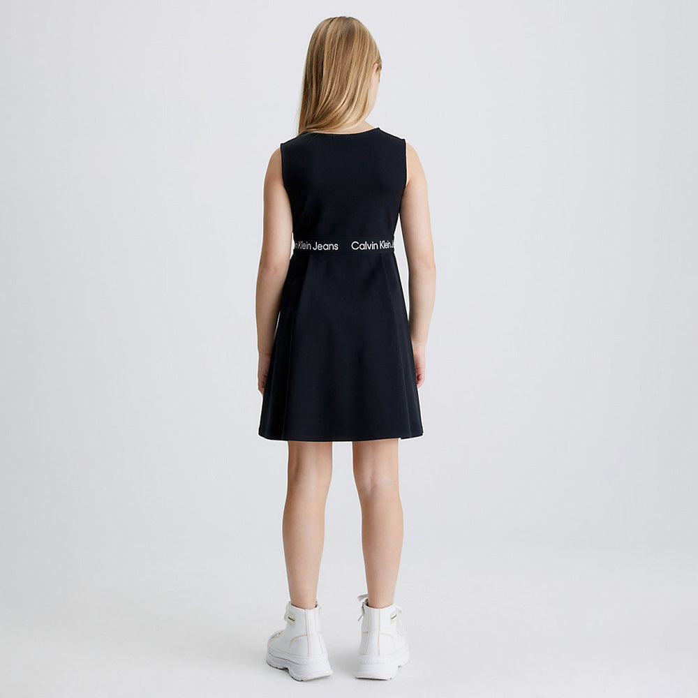 Kids Logo Tape Punto Sleeveless Dress - Black