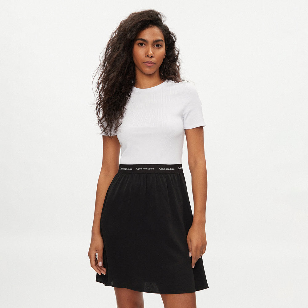 Elastic Logo Dress - Black/ White