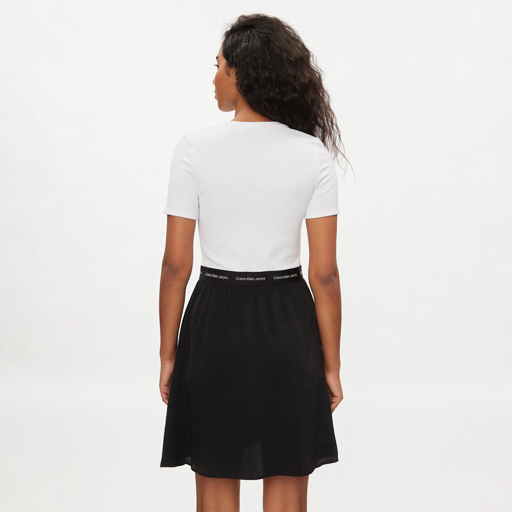 Elastic Logo Dress - Black/ White