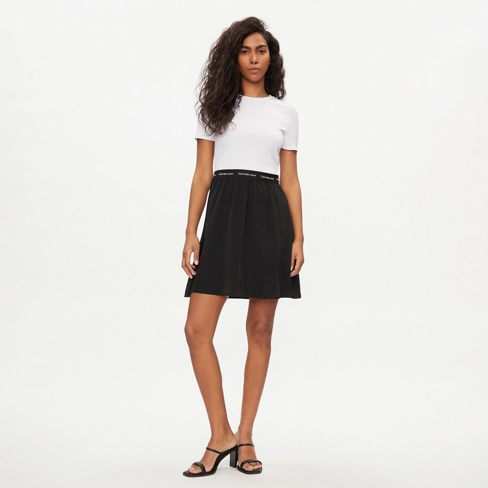 Elastic Logo Dress - Black/ White