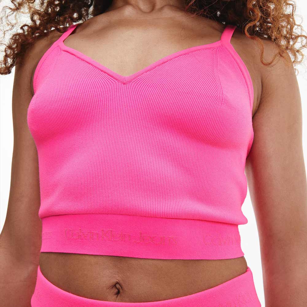 Logo Intarsia Knitted Bralette - Hot Pink