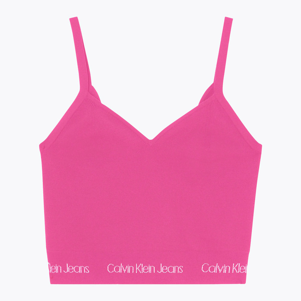 Logo Intarsia Knitted Bralette - Hot Pink