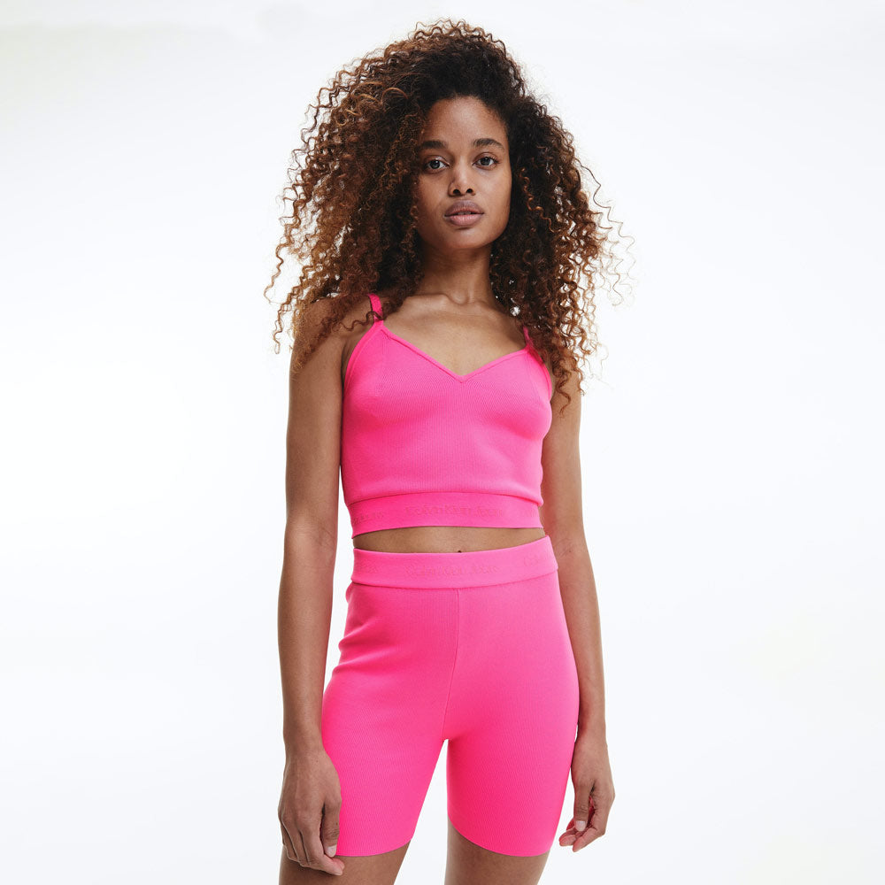 Logo Intarsia Knitted Bralette - Hot Pink