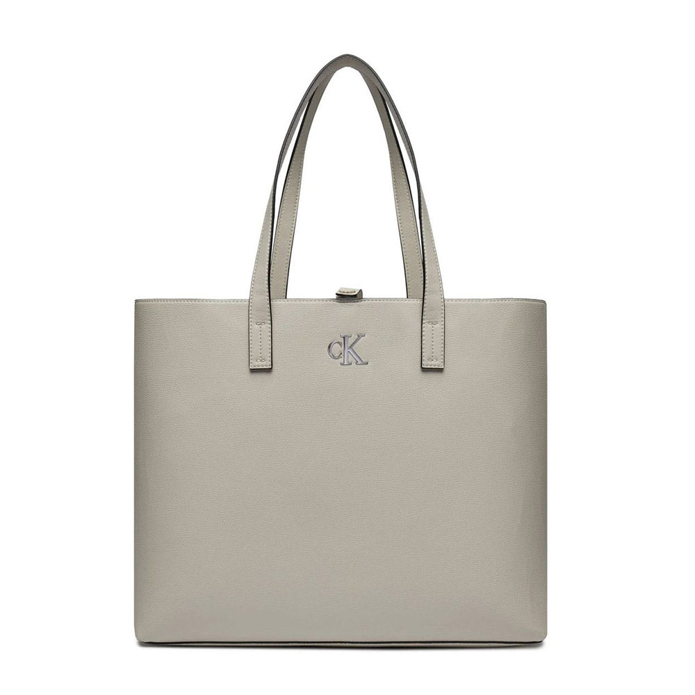 Minimal Monogram Slim Tote Bag - Stone