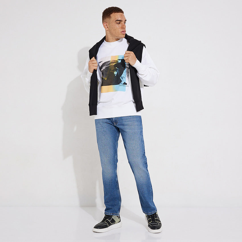 Multi Layered Photo Sweatshirt - White