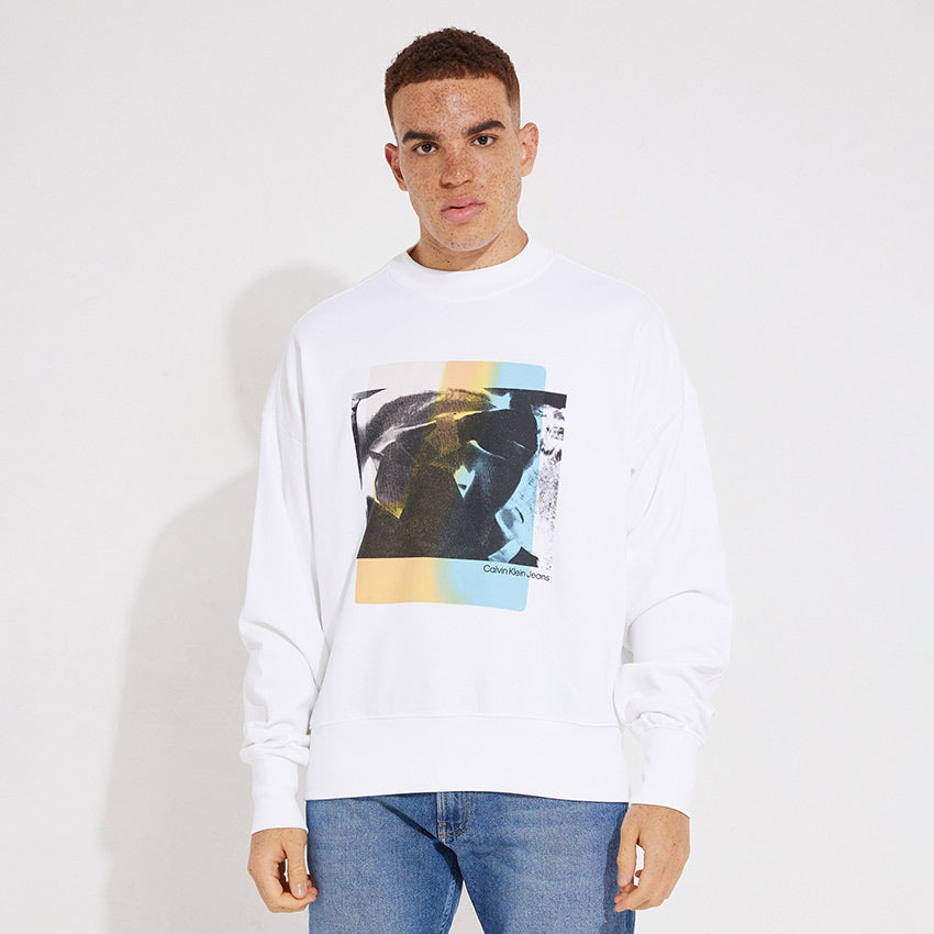 Multi Layered Photo Sweatshirt - White