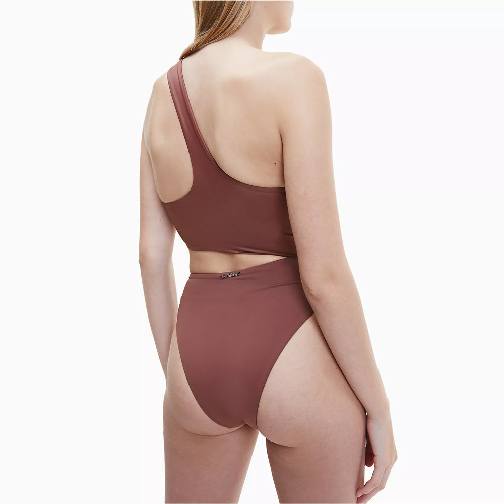 Core Essentials One Shoulder Swimsuit - Brown