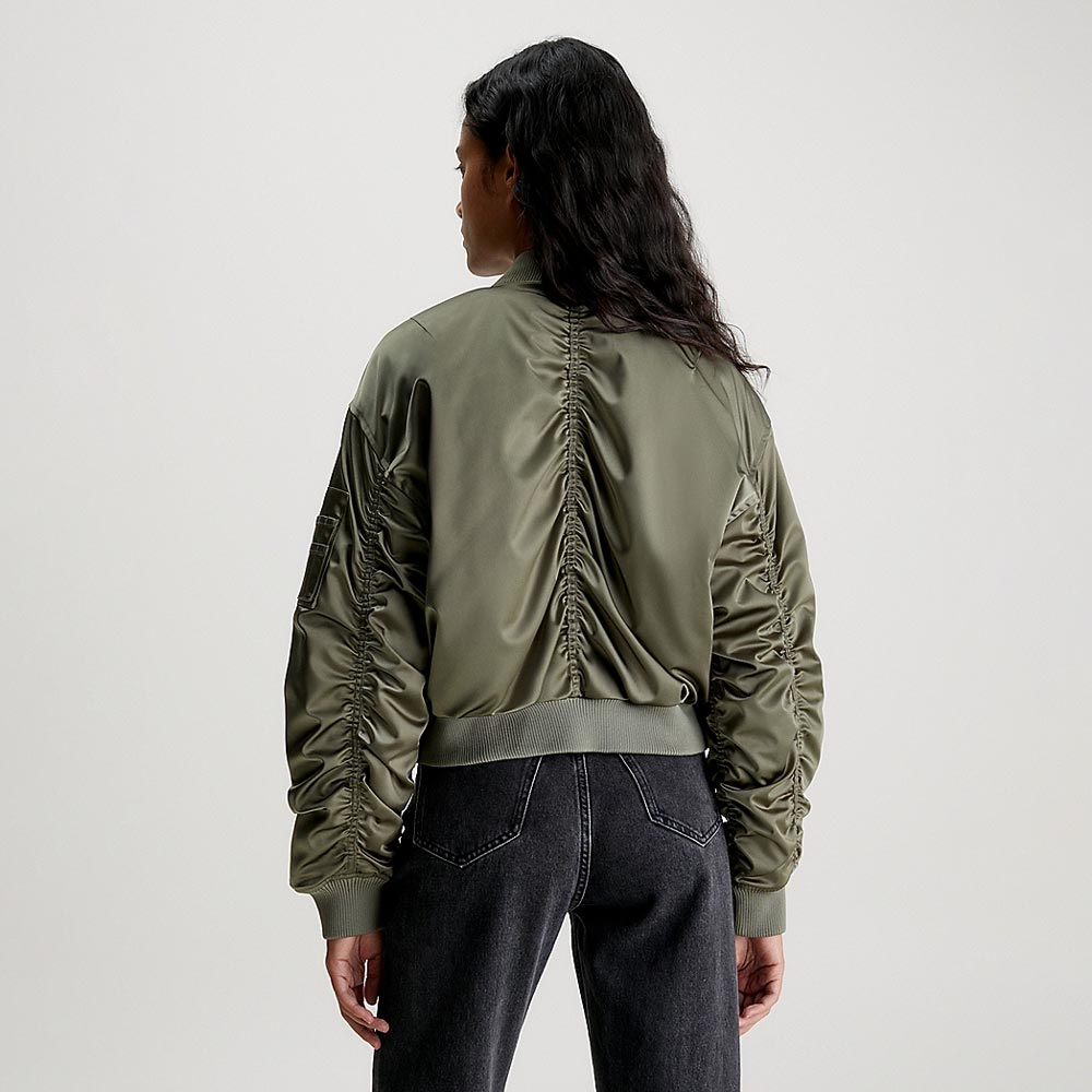 Satin Bomber - Olive