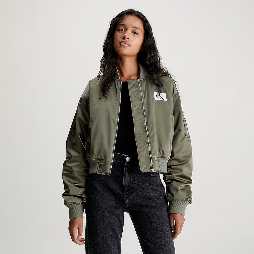 Satin Bomber - Olive