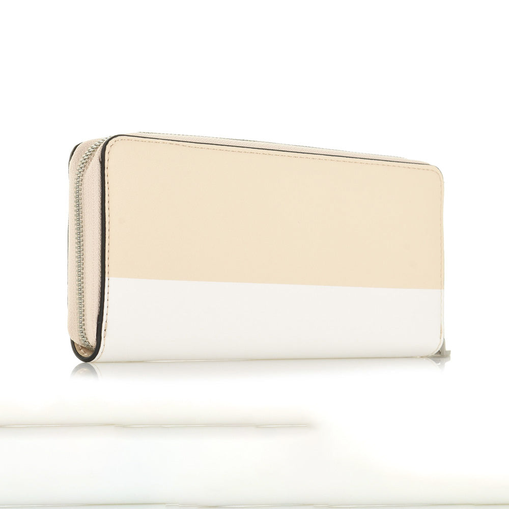 Sculpted Zip Around Hero Purse - Beige