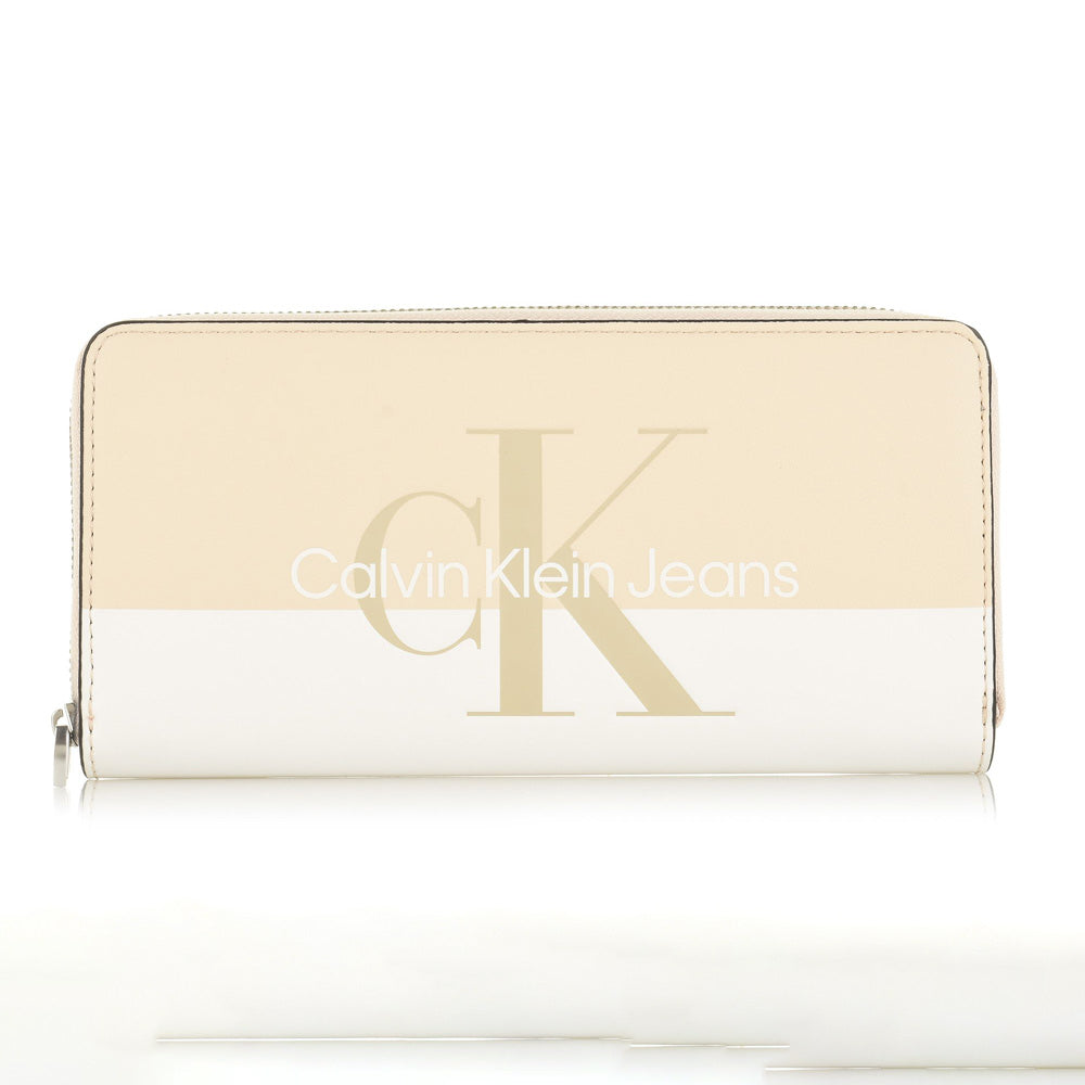 Sculpted Zip Around Hero Purse - Beige