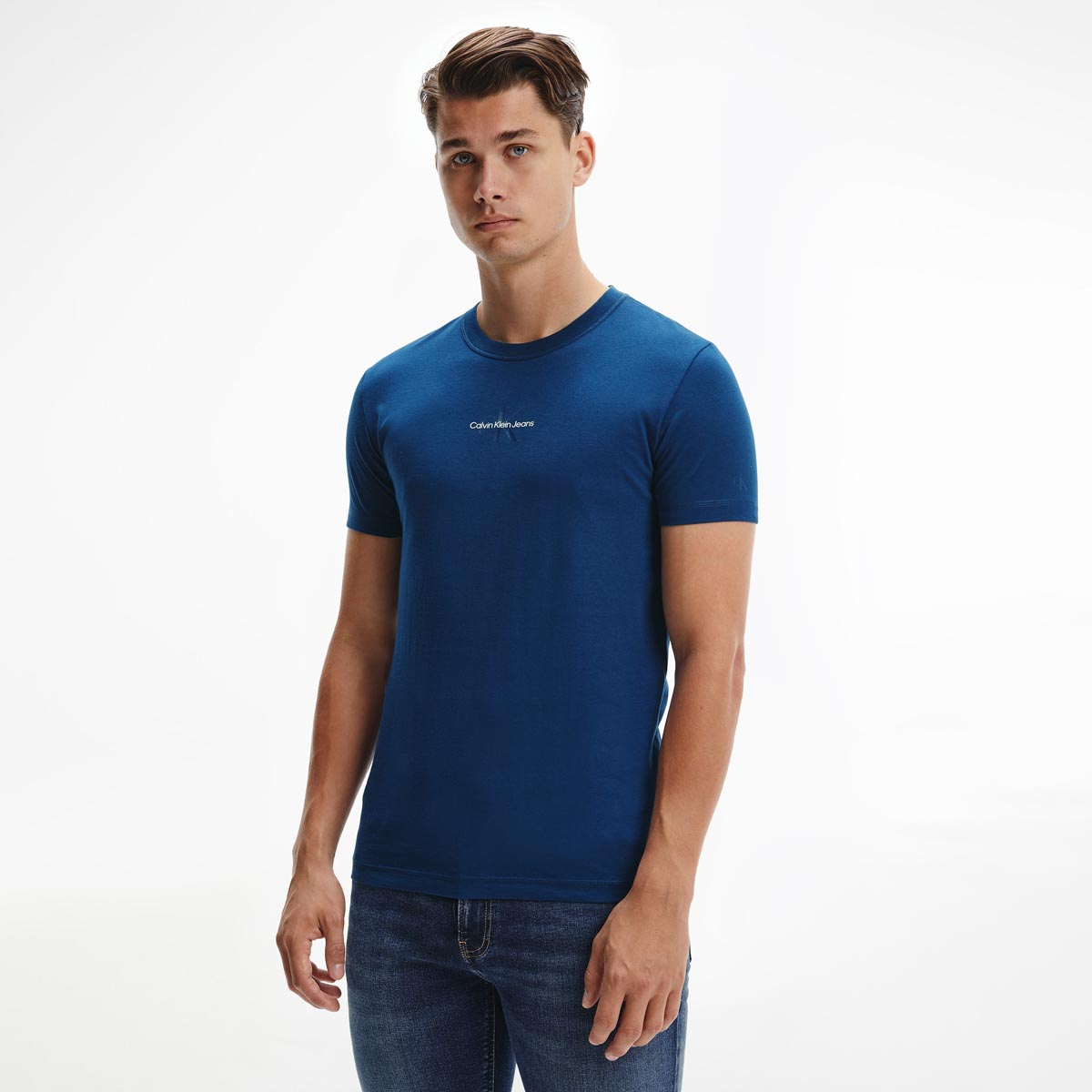 SLIM MONOGRAM Cotton T-SHIRT - Blue