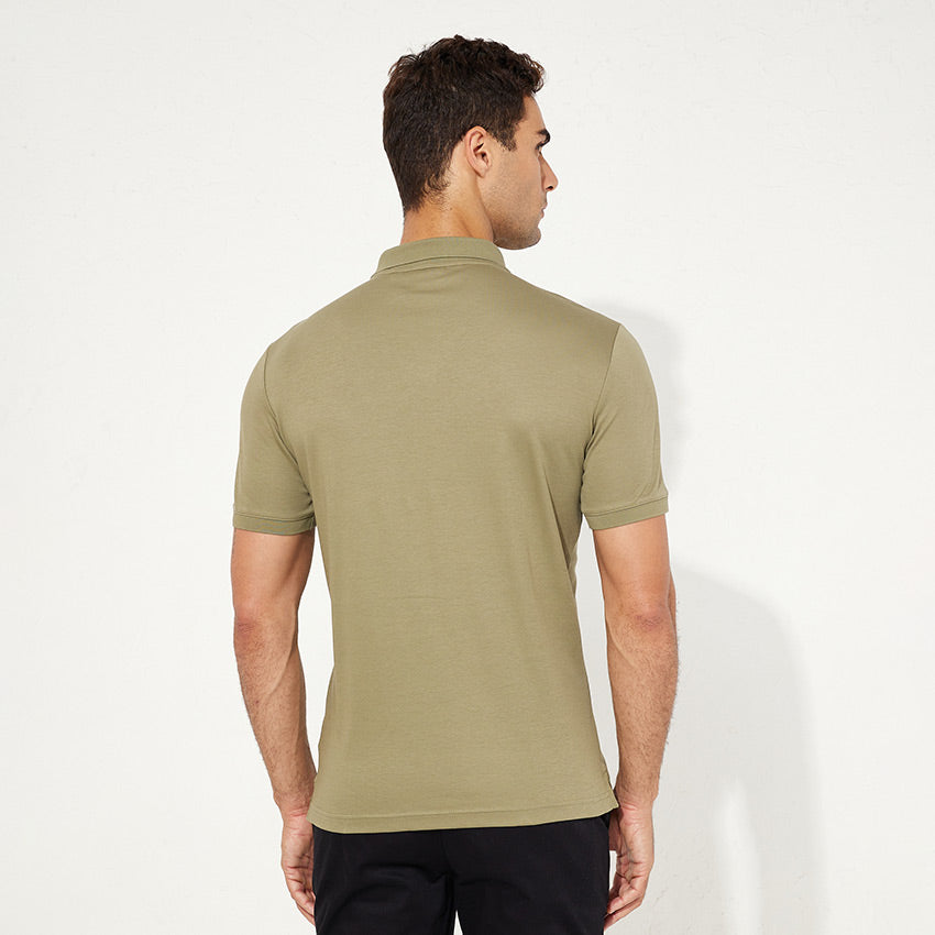 Smooth Cotton Slim Polo - Olive