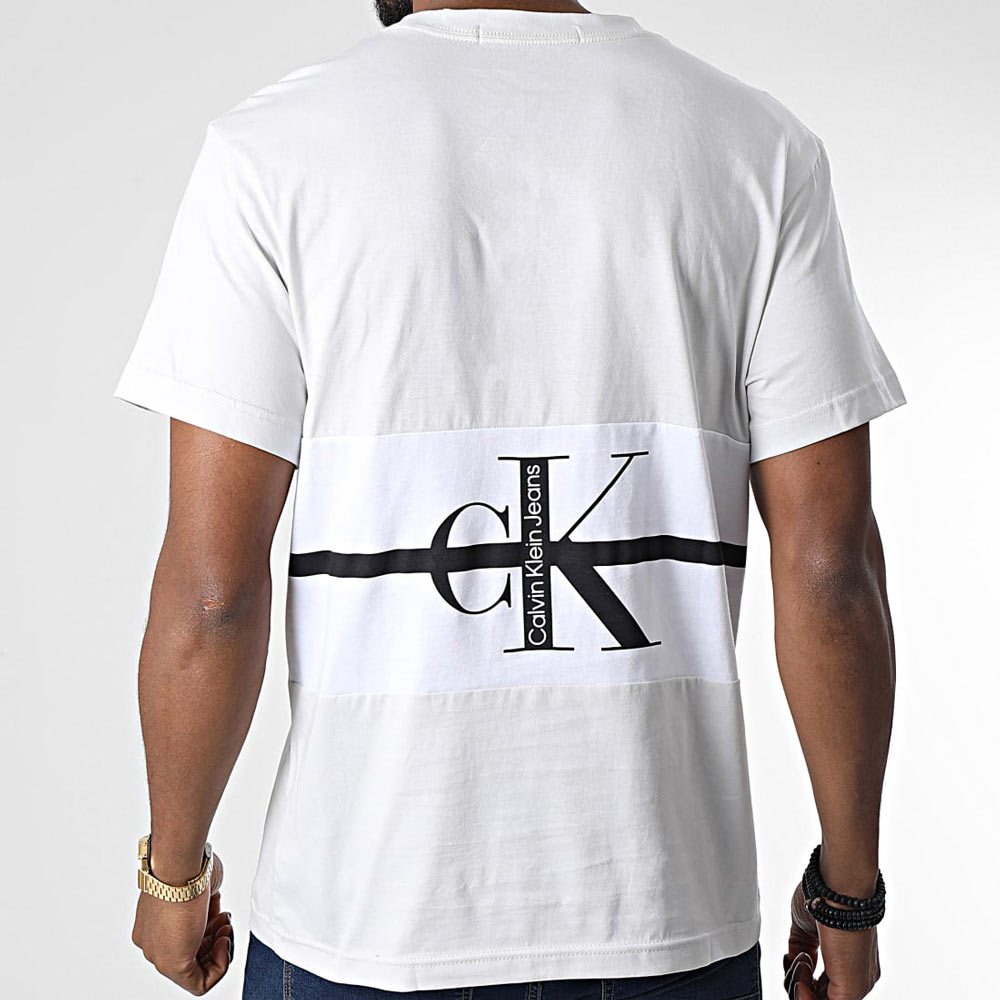 Stripe Color Blocking T-Shirt - Light Grey