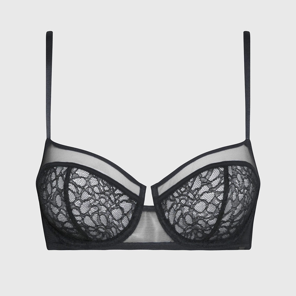 Lace Balconette Bra - Black