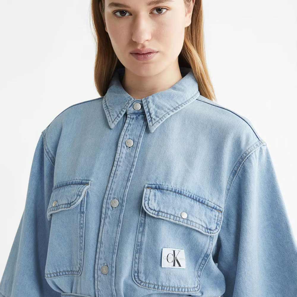 Belted Shirt Dress - Denim Light