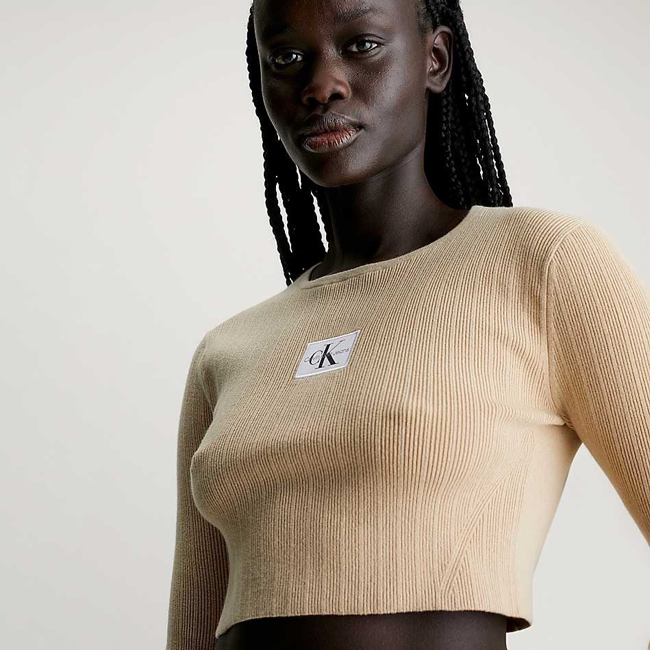 Ribbed Cotton Jumper - Sand