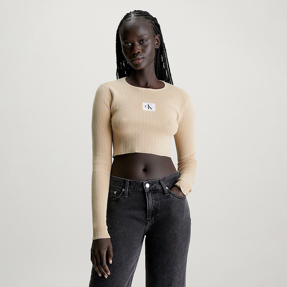 Ribbed Cotton Jumper - Sand