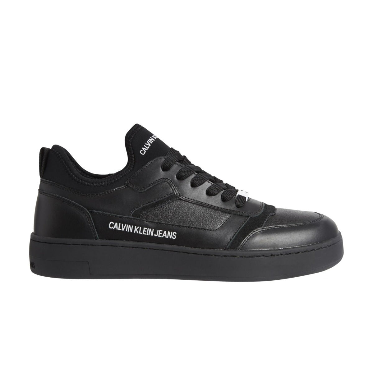 Leather Cupsole Laceup Basketball Sneaker - Black